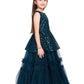 Orchid Coloured Embellished Peplum Styled Imported Net Gown For Girls - Betty Ethnic India - Gown - Betty Girls Wear Online