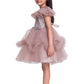 Orchid Coloured Embellished Simple Design Net Party Wear Frock For Girls - Betty Ethnic India - Frock - Betty Girls Wear Online