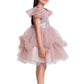 Orchid Coloured Embellished Simple Design Net Party Wear Frock For Girls - Betty Ethnic India - Frock - Betty Girls Wear Online