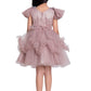 Orchid Coloured Embellished Simple Design Net Party Wear Frock For Girls - Betty Ethnic India - Frock - Betty Girls Wear Online