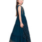 Peacock Blue Embellished Georgette Gown For Girls - Betty Ethnic India - Gown - Betty Girls Wear Online