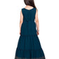 Peacock Blue Embellished Georgette Gown For Girls - Betty Ethnic India - Gown - Betty Girls Wear Online