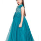 Peacock Blue Embellished Net Gown For Girls - Betty Ethnic India - Gown - Betty Girls Wear Online