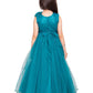 Peacock Blue Embellished Net Gown For Girls - Betty Ethnic India - Gown - Betty Girls Wear Online