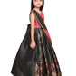 Pink & Gold Coloured Sleeveless Embellished Yoke Party Gown For Girls With Dupatta - Betty Ethnic India - Gown - Betty Girls Wear Online