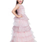 Pink Coloured Imported Fabric Layered Styled Gown For Girls - Betty Ethnic India - Gown - Betty Girls Wear Online