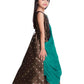 Rama Green & Brown Embellished Broket Gown With Dupatta Style Gown For Girls - Betty Ethnic India - Gown - Betty Girls Wear Online