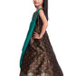 Rama Green & Brown Embellished Broket Gown With Dupatta Style Gown For Girls - Betty Ethnic India - Gown - Betty Girls Wear Online