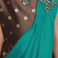 Rama Green & Brown Embellished Broket Gown With Dupatta Style Gown For Girls - Betty Ethnic India - Gown - Betty Girls Wear Online