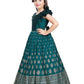 Rama Green Coloured Ethnic Motifs One Sided Sleeve Pattern Gown For Girls - Betty Ethnic India - Gown - Betty Girls Wear Online