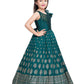 Rama Green Coloured Ethnic Motifs One Sided Sleeve Pattern Gown For Girls - Betty Ethnic India - Gown - Betty Girls Wear Online