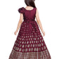 Rama Green Coloured Ethnic Motifs One Sided Sleeve Pattern Gown For Girls - Betty Ethnic India - Gown - Betty Girls Wear Online