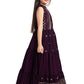 Wine Coloured Gown With Jacket Heavy Embroidery Fabric For Girls - Betty Ethnic India - Gown - Betty Girls Wear Online