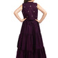Wine Coloured Gown With Jacket Heavy Embroidery Fabric For Girls - Betty Ethnic India - Gown - Betty Girls Wear Online