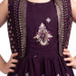Wine Coloured Gown With Jacket Heavy Embroidery Fabric For Girls - Betty Ethnic India - Gown - Betty Girls Wear Online