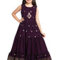 Wine Coloured Gown With Jacket Heavy Embroidery Fabric For Girls - Betty Ethnic India - Gown - Betty Girls Wear Online