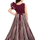 Burgundy Coloured Ruffle Style One Sided Sleeves Gown For Girls - Betty Ethnic India - Gown - Betty Girls Wear Online
