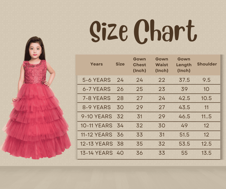 Rose Pink Coloured Embellished Layered Design Net Gown For Girls - Betty Ethnic India - Gown - Betty Girls Wear Online