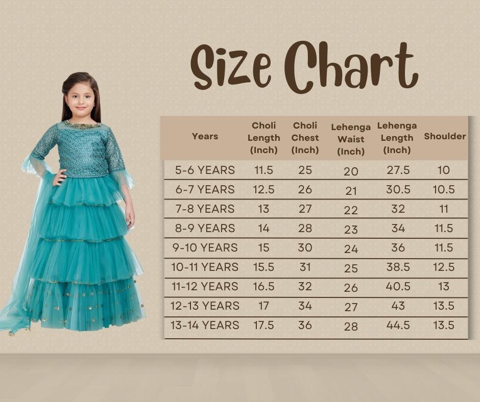 Bettle Coloured Embroidered Ready to Wear Lehenga Choli For Girls - Betty Ethnic India - Saris & Lehengas - Betty Girls Wear Online