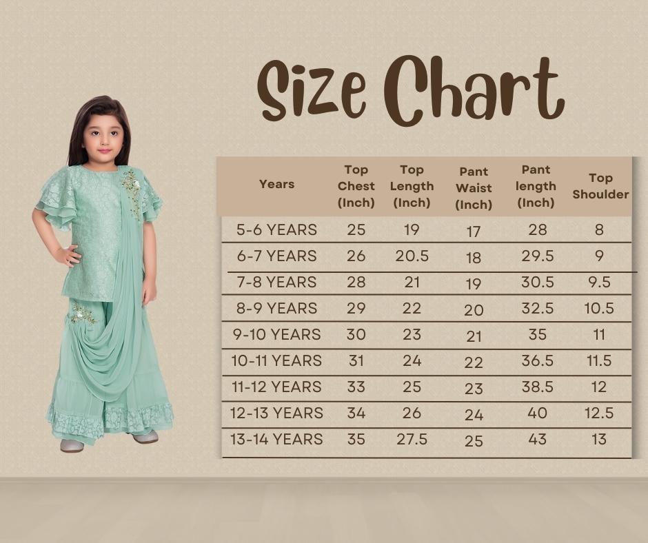 Girls Pista Embellished Top with Gharara / Sharara clothing set Set - Betty Ethnic India - Gharara / Sharara Set - Betty Girls Wear Online