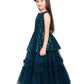 T-Blue Coloured Embellished Layered Net Gown For Girls - Betty Ethnic India - Gown - Betty Girls Wear Online
