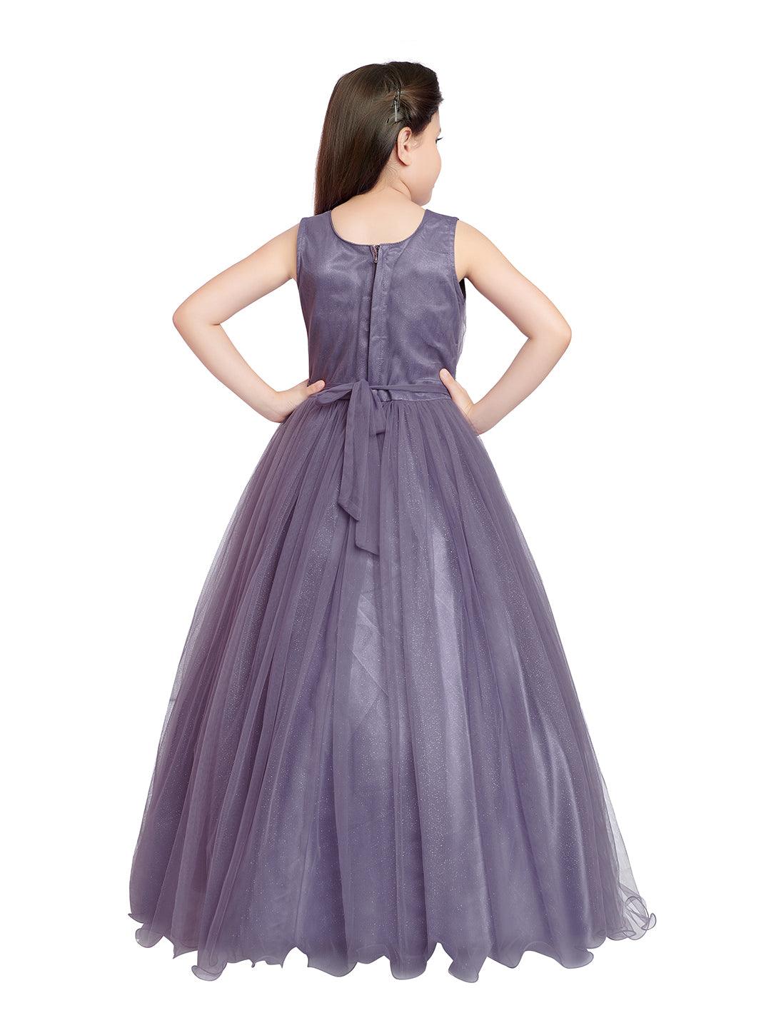 Lilac Coloured Simple Imported Net Gown For Girls - Betty Ethnic India - Gown - Betty Girls Wear Online