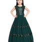 Bottle Green Coloured Sequined Georgette Gown For Girls - Betty Ethnic India - Gown - Betty Girls Wear Online