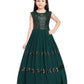 Bottle Green Coloured Sequined Georgette Gown For Girls - Betty Ethnic India - Gown - Betty Girls Wear Online