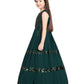 Bottle Green Coloured Sequined Georgette Gown For Girls - Betty Ethnic India - Gown - Betty Girls Wear Online