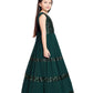 Bottle Green Coloured Sequined Georgette Gown For Girls - Betty Ethnic India - Gown - Betty Girls Wear Online