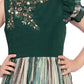 Bettle Coloured Ruffle Style One Sided Sleeves Gown For Girls - Betty Ethnic India - Gown - Betty Girls Wear Online