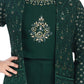 Bottle Green Coloured With Jacket Russian Palazzo Set For Girls - Betty Ethnic India - Gharara / Sharara Set - Betty Girls Wear Online