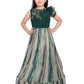 Bettle Coloured Ruffle Style One Sided Sleeves Gown For Girls - Betty Ethnic India - Gown - Betty Girls Wear Online
