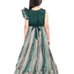 Bettle Coloured Ruffle Style One Sided Sleeves Gown For Girls - Betty Ethnic India - Gown - Betty Girls Wear Online
