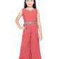 Peach Coloured Jacket Style Russian Palazzo Style Set For Girls With Separate Belt - Betty Ethnic India - Gharara / Sharara Set - Betty Girls Wear Online