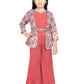 Peach Coloured Jacket Style Russian Palazzo Style Set For Girls With Separate Belt - Betty Ethnic India - Gharara / Sharara Set - Betty Girls Wear Online