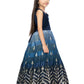 Navy Blue Coloured Floral Printed Satin Fit & Flare Maxi Dress with an elegant floral print, flared hemline For Girls - Betty Ethnic India - Gown - Betty Girls Wear Online