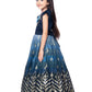 Navy Blue Coloured Floral Printed Satin Fit & Flare Maxi Dress with an elegant floral print, flared hemline For Girls - Betty Ethnic India - Gown - Betty Girls Wear Online