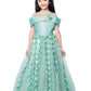 Sea Green Coloured Off Shoulder Self Design Maxi Dress Gown For Girls - Betty Ethnic India - Gown - Betty Girls Wear Online