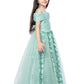 Sea Green Coloured Off Shoulder Self Design Maxi Dress Gown For Girls - Betty Ethnic India - Gown - Betty Girls Wear Online