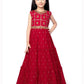 Rani Coloured Girls Floral Embroidered Tiered Fit & Flare Dress Maxi Gown - Betty Ethnic India - Gown - Betty Girls Wear Online
