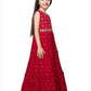 Rani Coloured Girls Floral Embroidered Tiered Fit & Flare Dress Maxi Gown - Betty Ethnic India - Gown - Betty Girls Wear Online