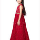 Rani Coloured Girls Floral Embroidered Tiered Fit & Flare Dress Maxi Gown - Betty Ethnic India - Gown - Betty Girls Wear Online