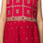 Rani Coloured Girls Floral Embroidered Tiered Fit & Flare Dress Maxi Gown - Betty Ethnic India - Gown - Betty Girls Wear Online