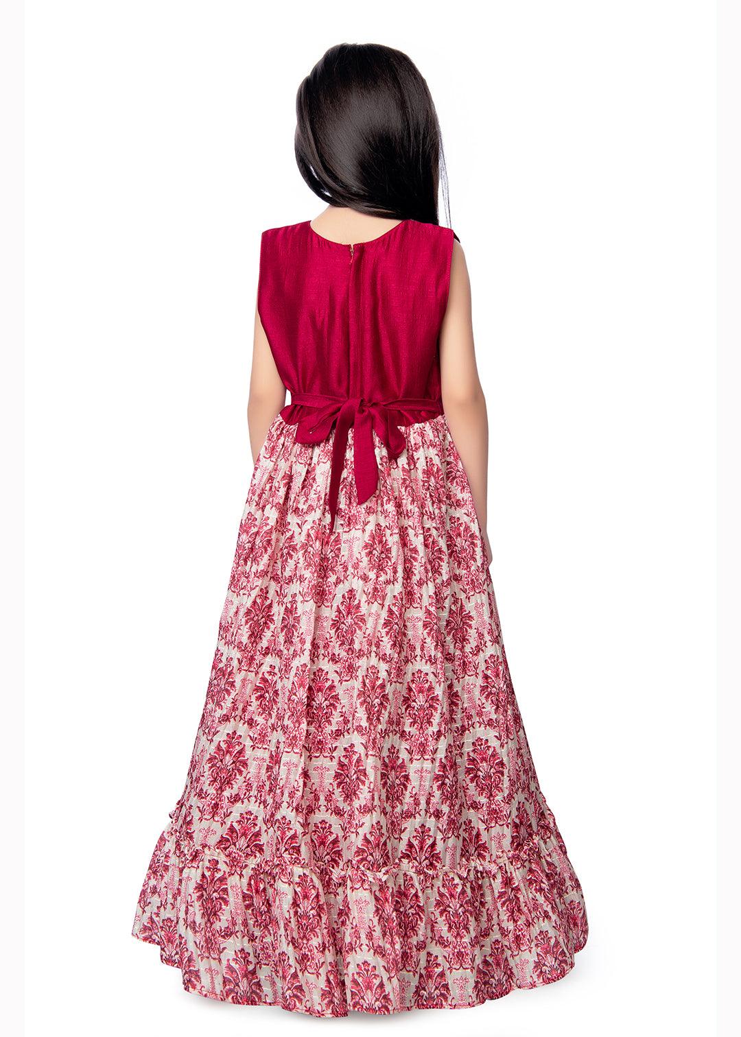 Rani Coloured Ethnic Maxi Dress Gown For Girls - Betty Ethnic India - Gown - Betty Girls Wear Online