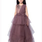 Wine Coloured Imported Net Stylist Maxi Dress Gown For Girls - Betty Ethnic India - Gown - Betty Girls Wear Online