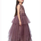 Wine Coloured Imported Net Stylist Maxi Dress Gown For Girls - Betty Ethnic India - Gown - Betty Girls Wear Online