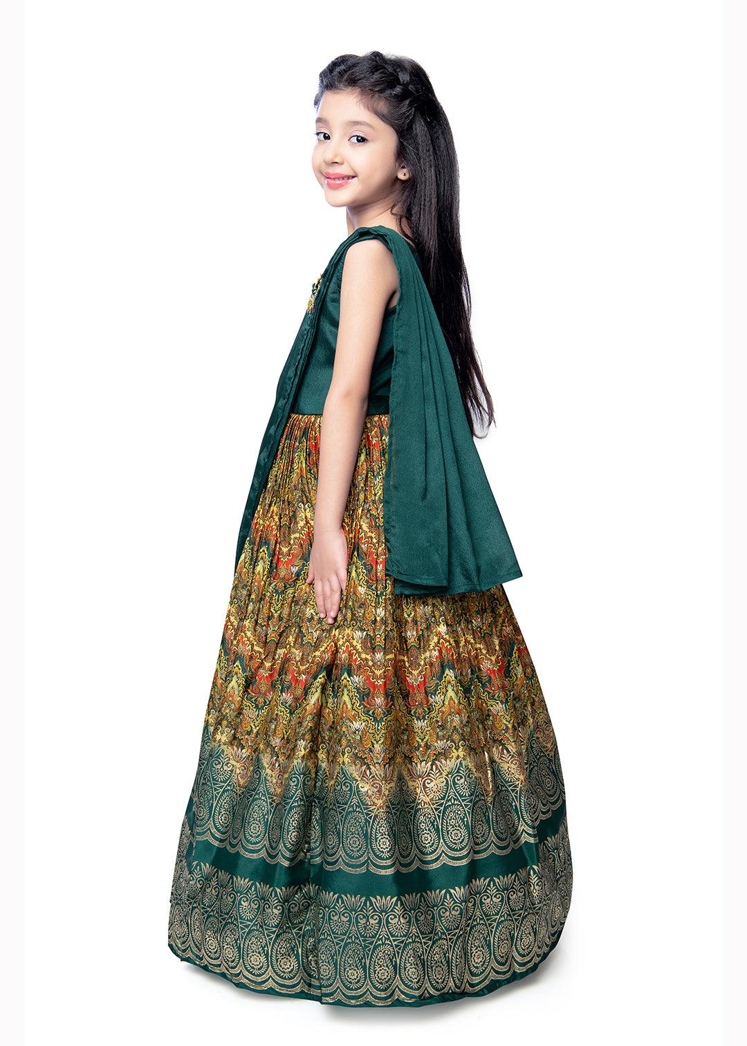 Bottle Green Coloured Trendy Wire Styled Maxi Dress Gown For Girls - Betty Ethnic India - Gown - Betty Girls Wear Online