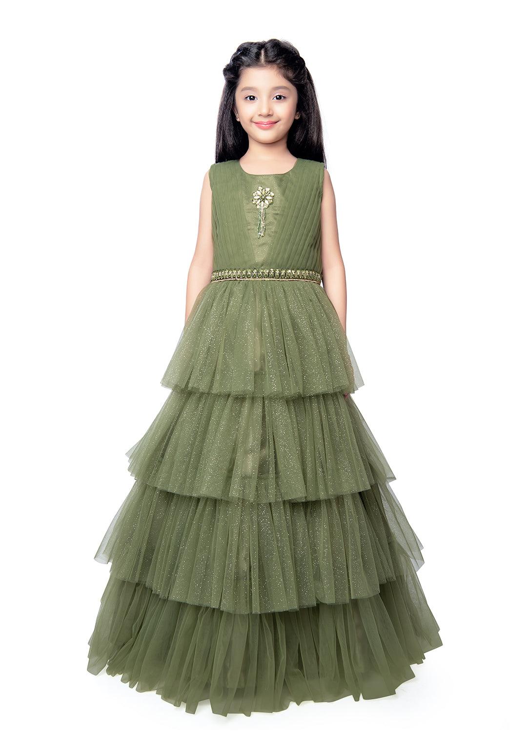 Navy Blue Party Wear Kids Two Layers Net Gown at Rs 1850 in Gurgaon | ID:  20675566333