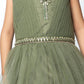 Mehendi Coloured Layered Imported Net Maxi Dress Gown For Girls - Betty Ethnic India - Gown - Betty Girls Wear Online